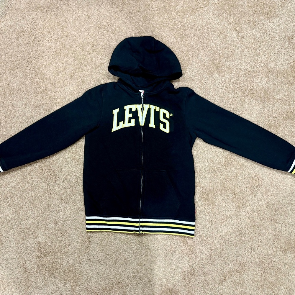 Boys Levis L Black Zip Up Hoodie